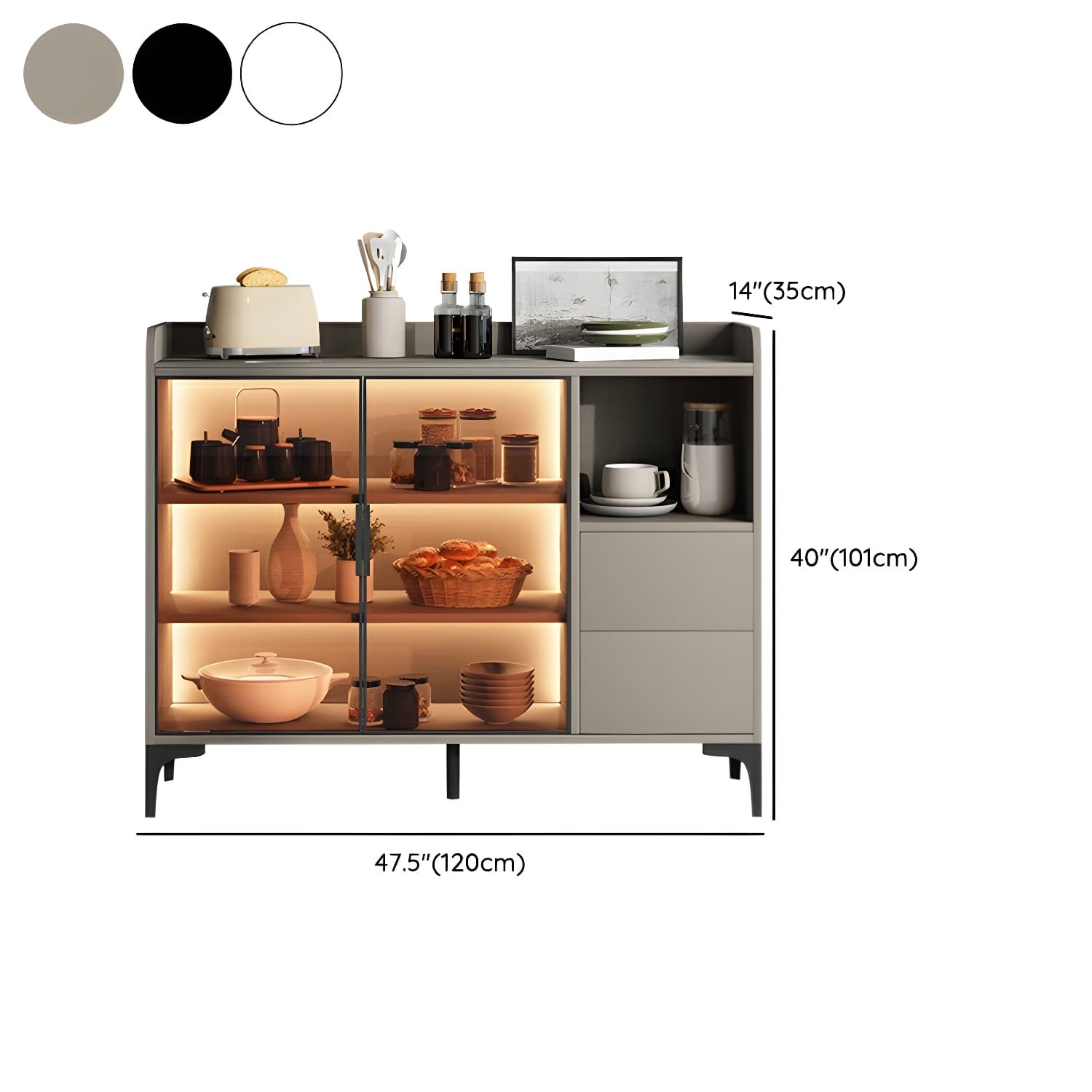 Modern Stone Top Sideboard with Doors and Drawers for Living Room - image 13