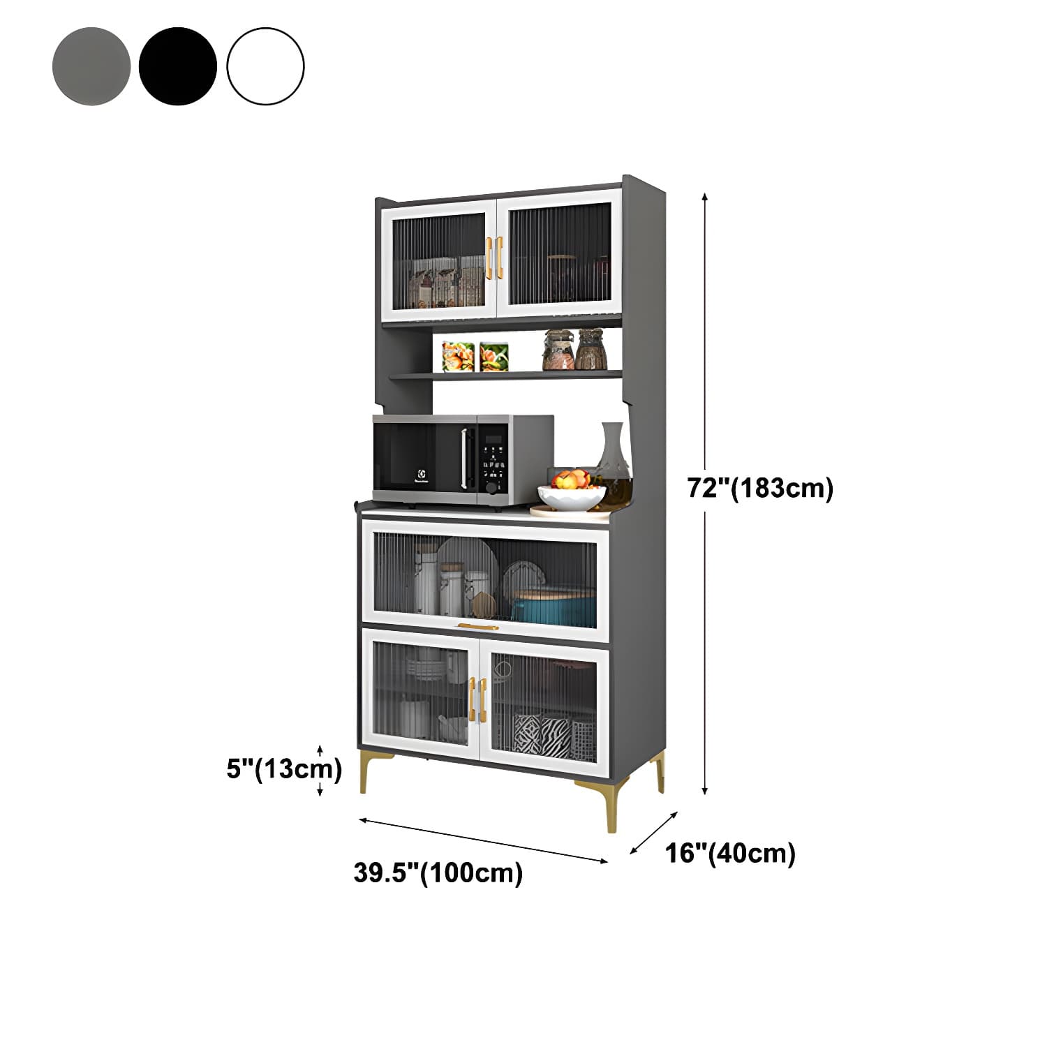 Sintered Stone Countertop Dining Server Manufactured Wood Kitchen Server with Glass Doors - image 22