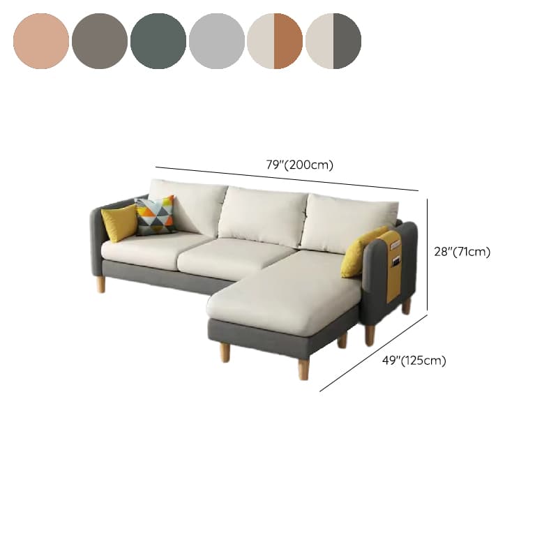 Simple L-Shape Reversible Sponge Cushioned Sofa Recliner 3 Person with Pillow Back & Square Arm - image 20
