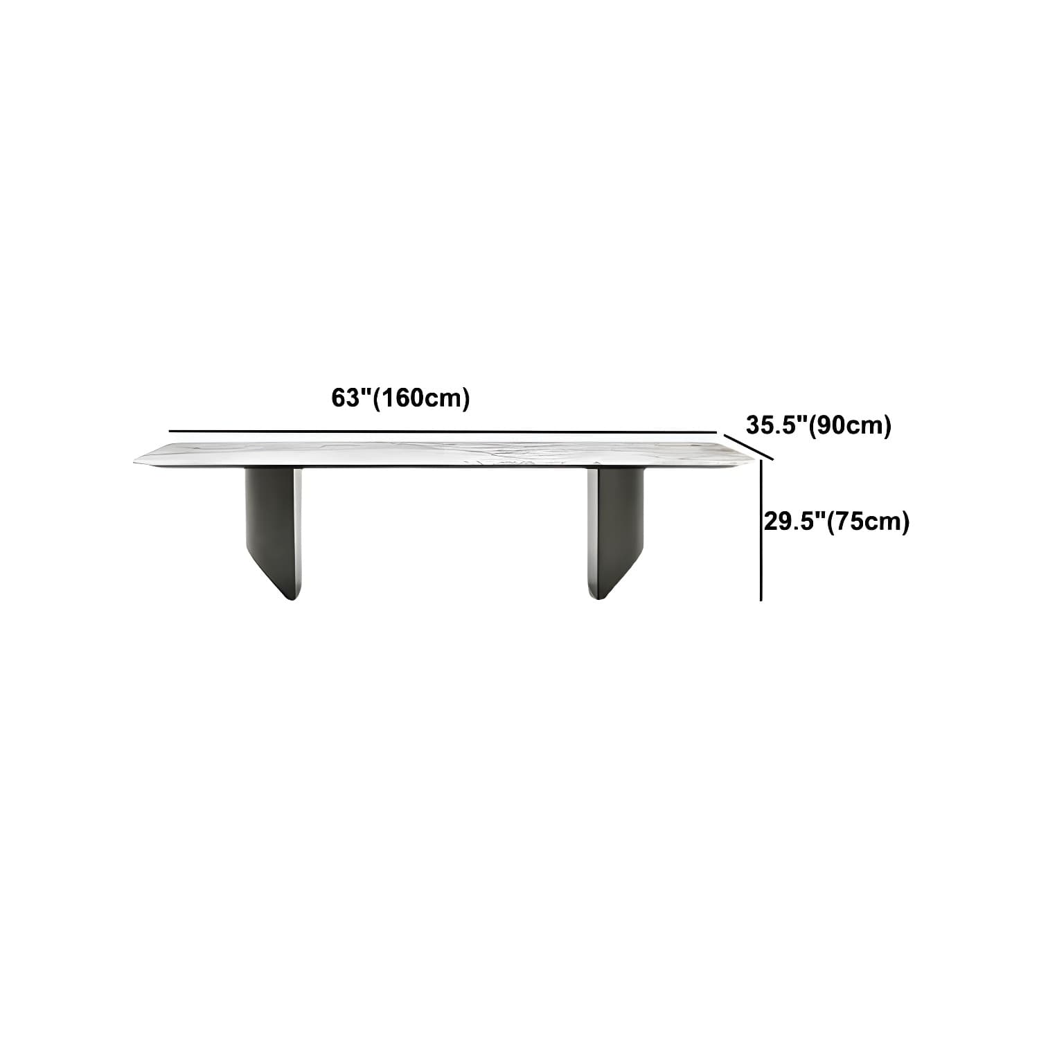 Rectangle Dining Table Sintered Stone Top Modern White Table with Black Legs - image 16