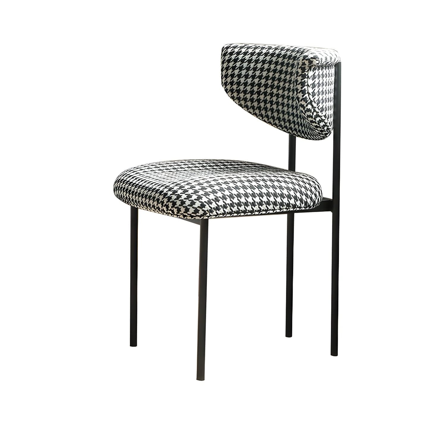 Modern Upholstered Side Chair with Black Metal Legs and Low Back - image 4