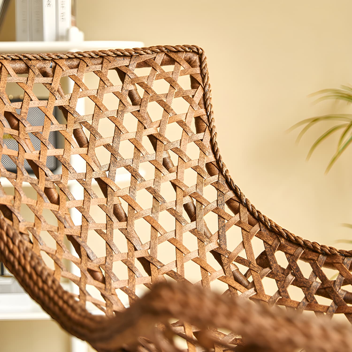 Rattan Brown Frame Rocking Chair Solid Wood Armless for Outdoor - image 14