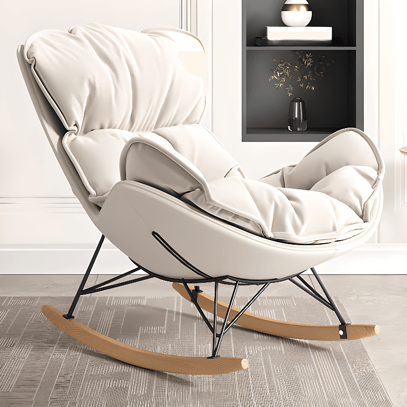 Stationary Rocking Chair with Flared Arm and Rear Support