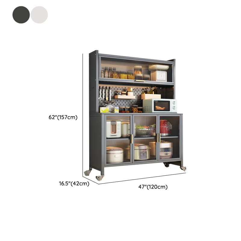 Mobile Sideboard with Caster Wheels, Steel Countertop, and Microwave Organizer - image 13