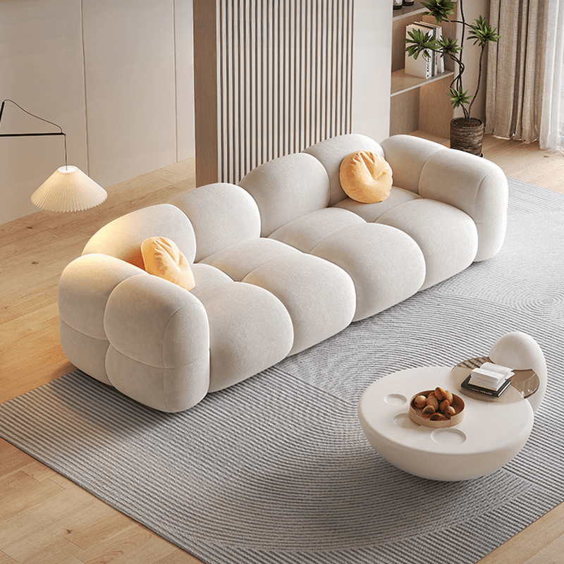Modish Solid Color Scratch-durable Standard Sofa in Blush/Sage/Ivory for 4 Person/Seats 5/Seats 6 with 2 Pillows - image 8