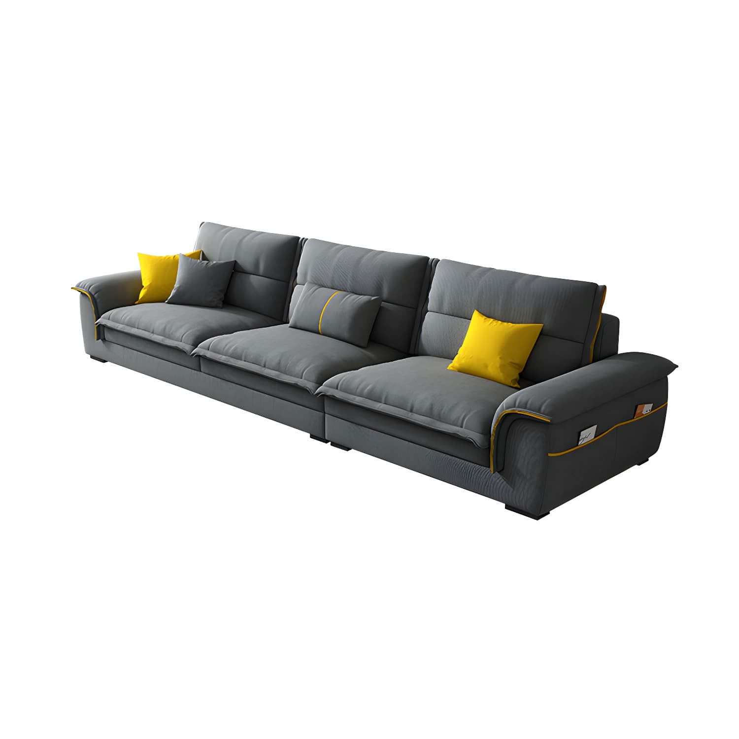 Modern Gray Cotton and Linen Sectional Sofa with Wood Frame and Storage Included - image 5