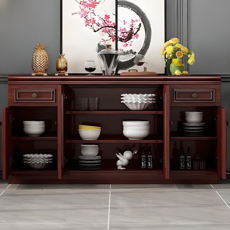 Unattached Microwave Storage Cabinet with Wine Storage Unit - image 6
