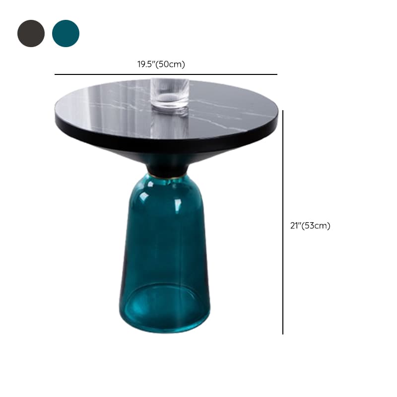 Simplistic Single Side Table with Hardened Glass and Plinth Base, Rounded Top - image 22
