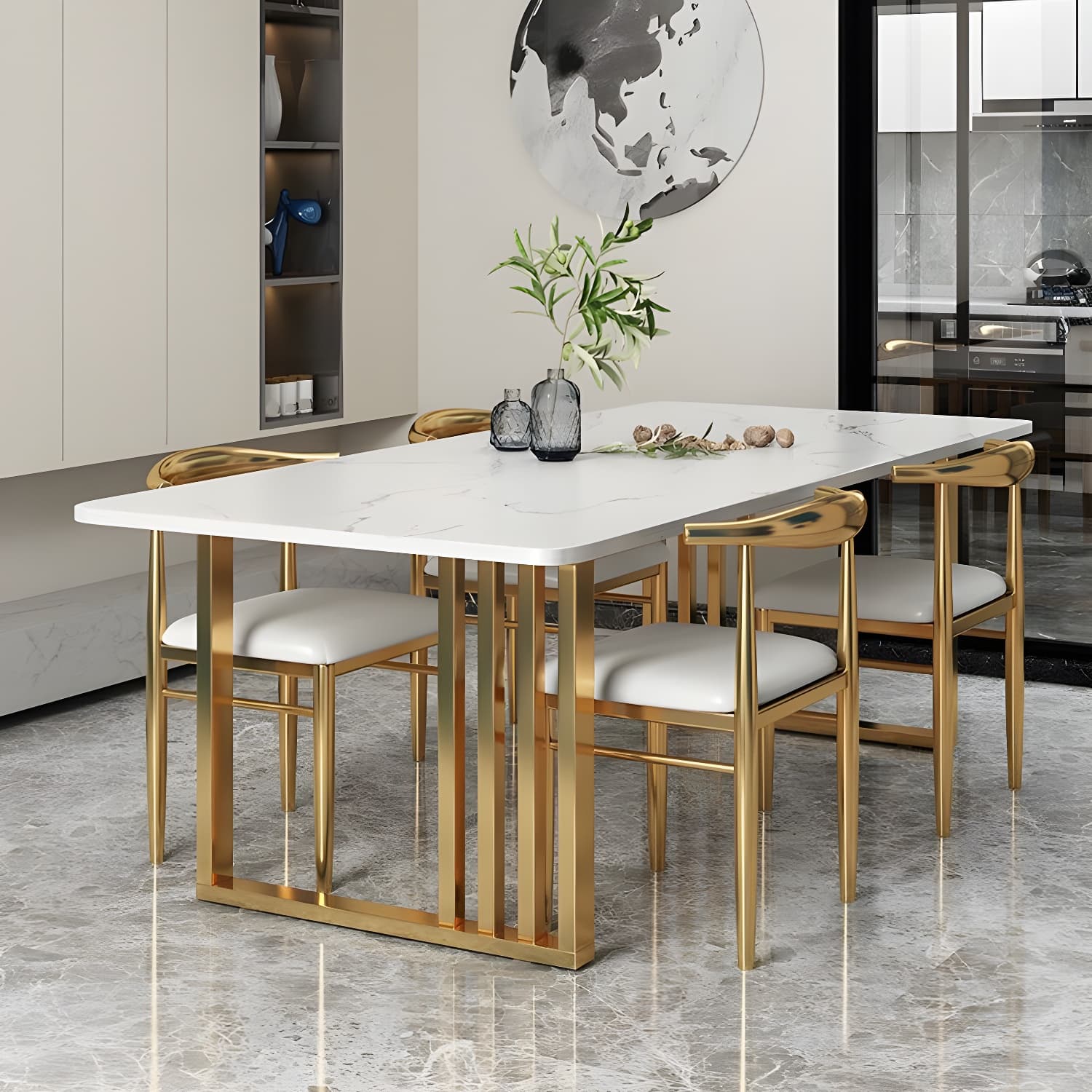 Traditional Luxury Dining Table Rectangle Slate Dining Table for Dining Room - image 6