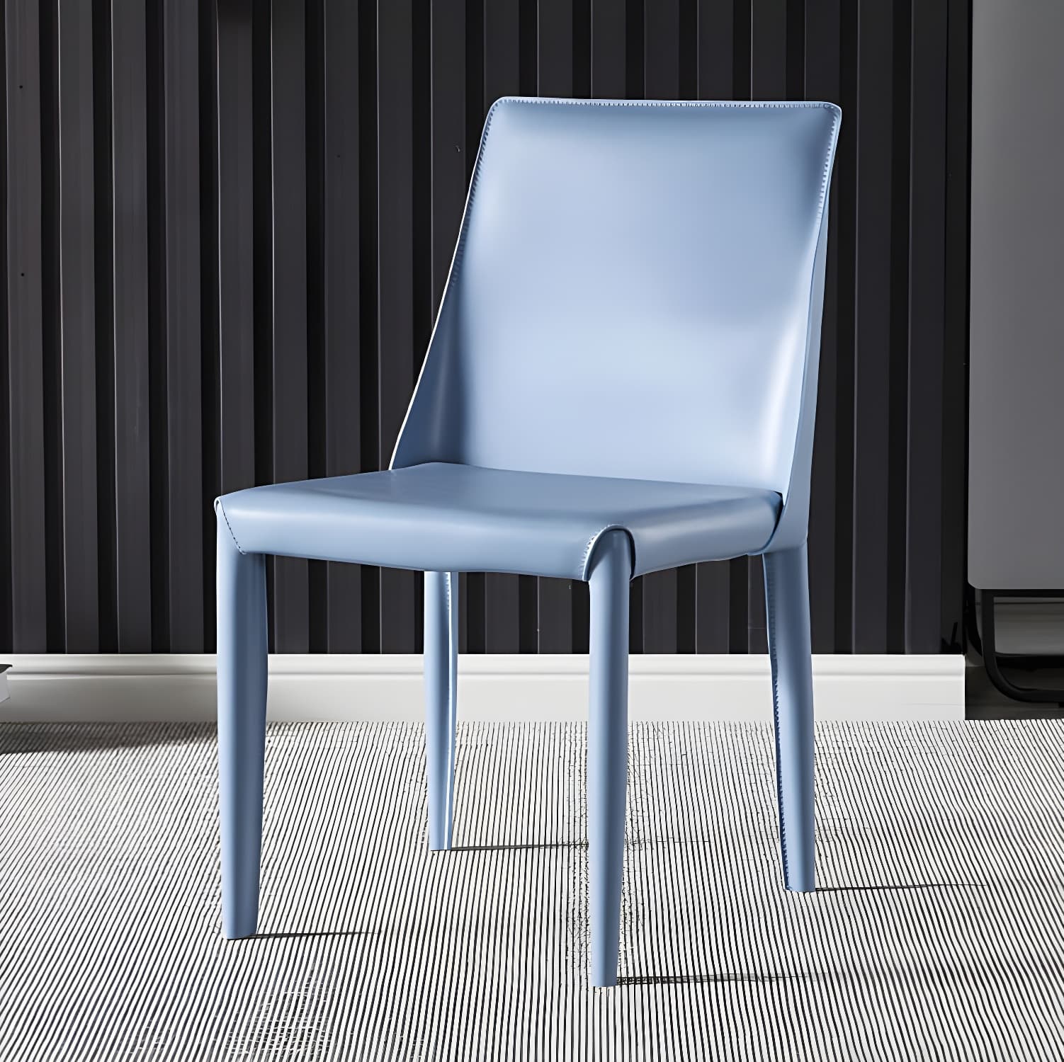 Modern Style Leather Dining Chairs Armless Solid Back Side Chairs for Kitchen