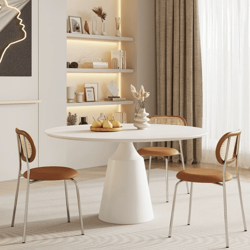 Scratch-defiant Fixed Circular Dining Table for 2 People/4 People with a Chalk/Charcoal Slate Stone Tabletop in a Contemporary Style - image 4