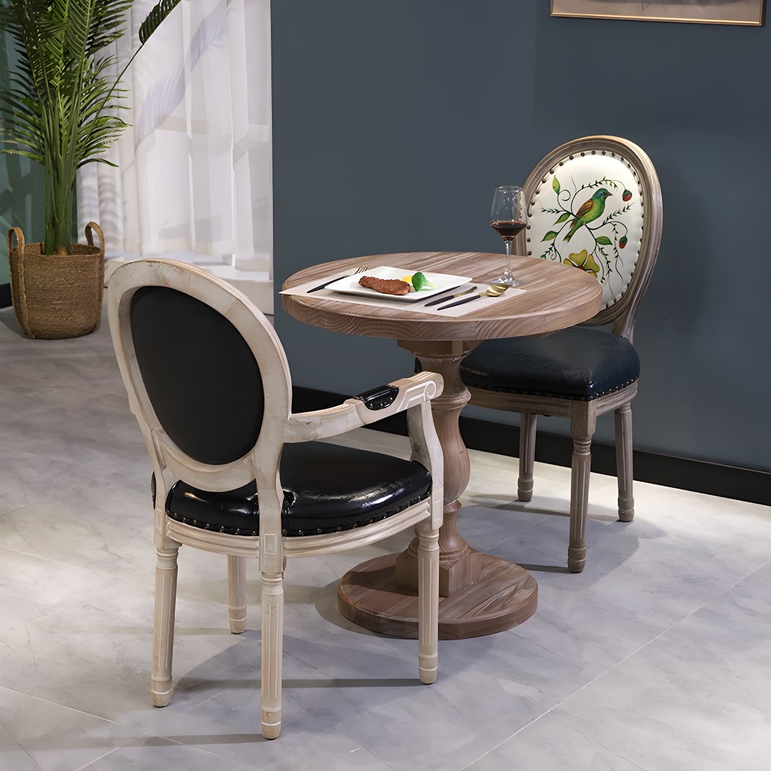 Brown Round Dining Table Modern Pine Solid Wood Pedestal Table