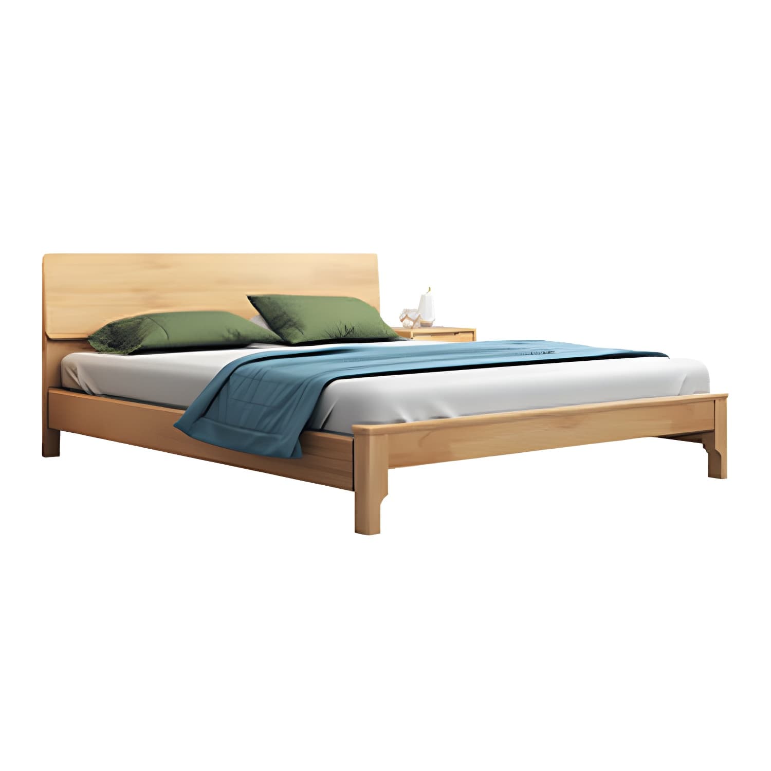 Scandinavian Solid Wood Bed with Rectangle Headboard and 4 Legs - image 15