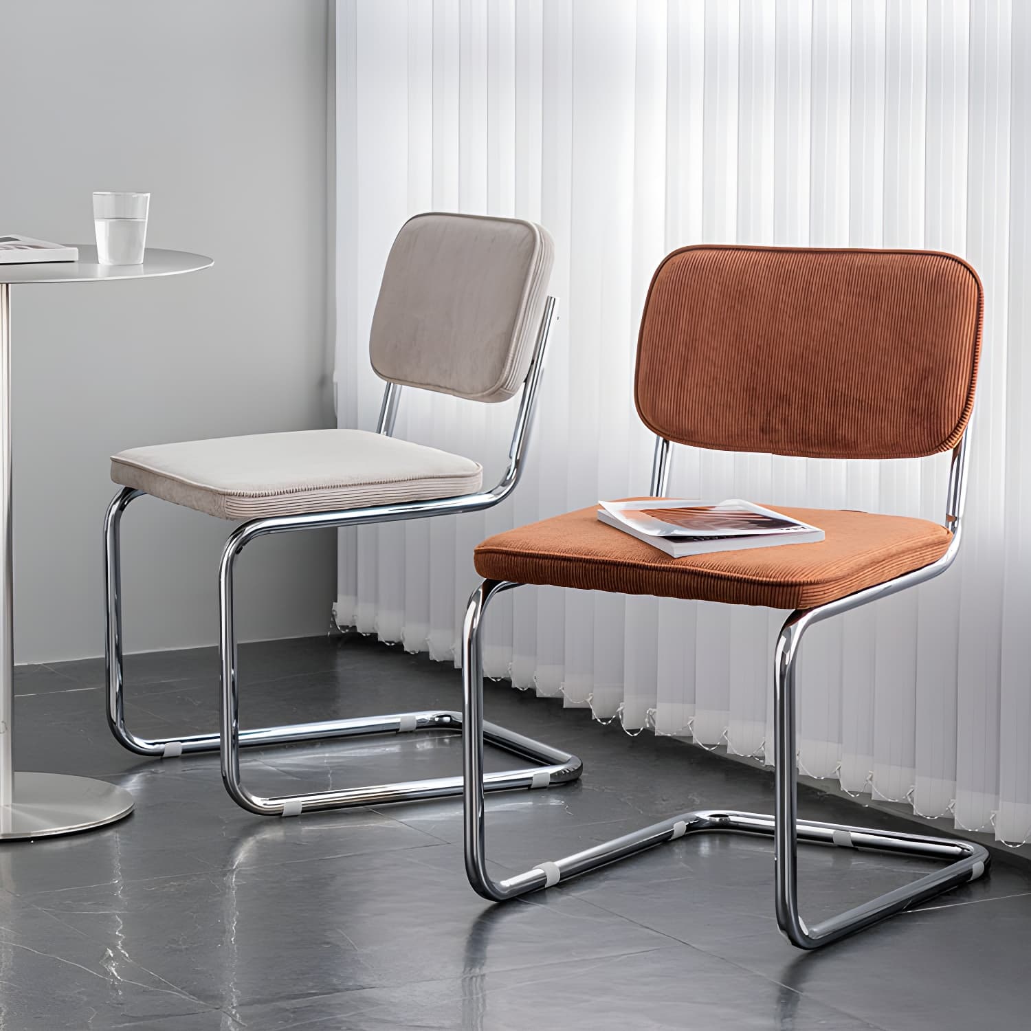 Contemporary Style Dining Chairs Armless Open Back Chairs with Metal Legs - image 7