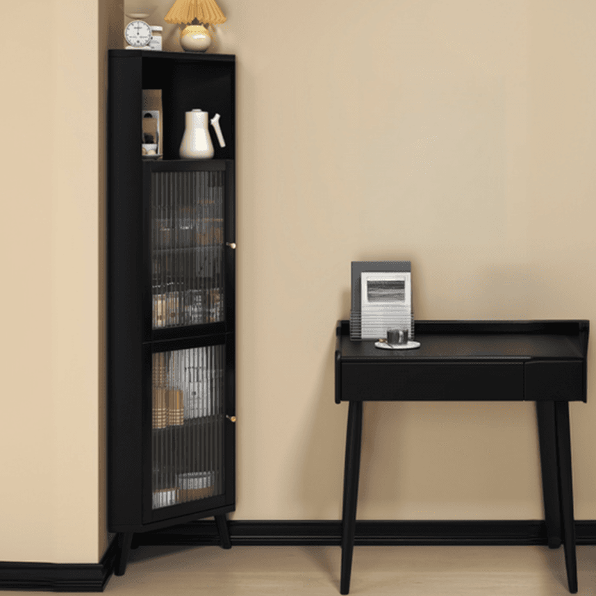 Standalone Corner Beech Midnight Black/Auburn Utility Storage Cabinet with Flexible Shelf, Glazed Door & 2 Cabinets/1 Cabinet - image 6