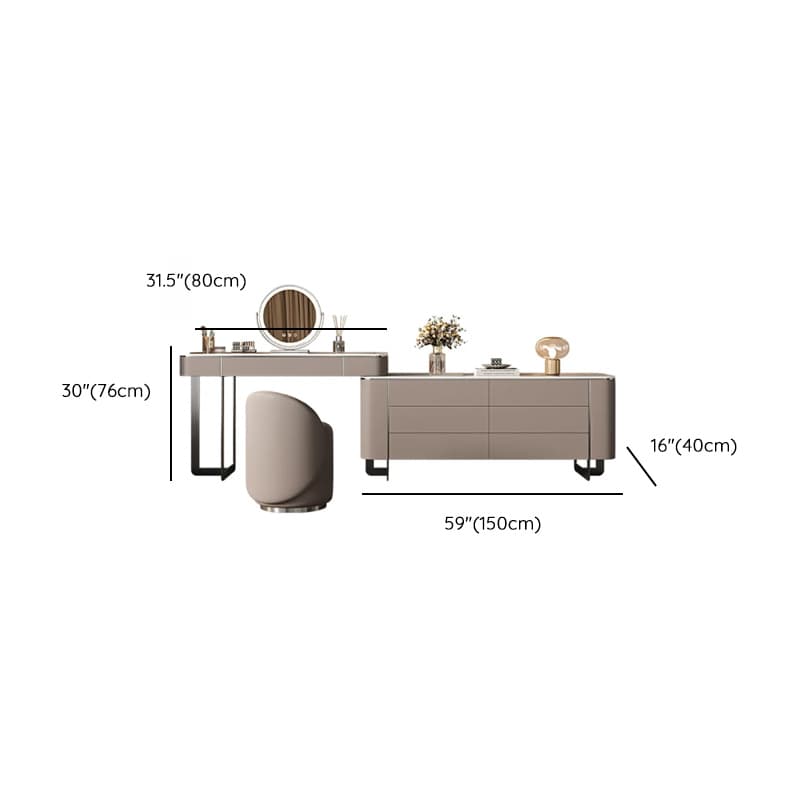 Vanity Set in Tan with 7 Drawers, Scalable and Push-Pull Features - image 19