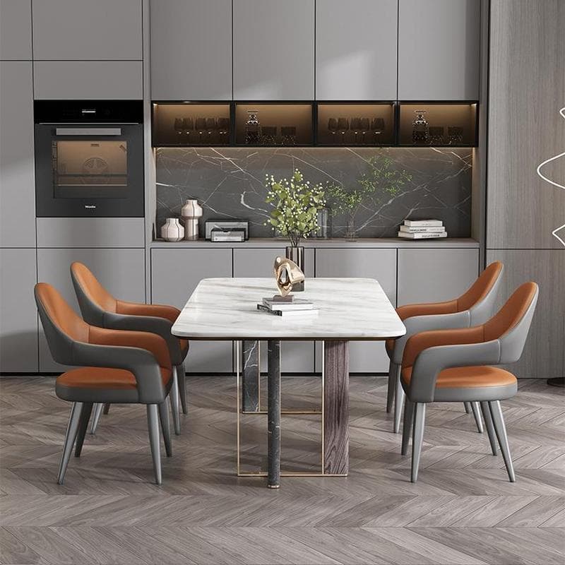 Faux Leather Arm Chair with Standard Back and Metal Legs in Gray for Kitchen & Dining - image 11