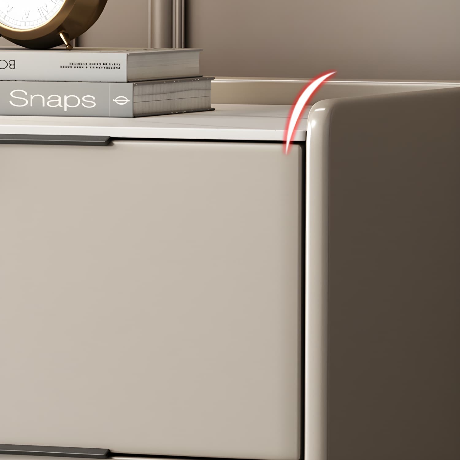 Modern Wooden Nightstand with 2 Drawers in Low Height - Stone Countertop Included - image 9