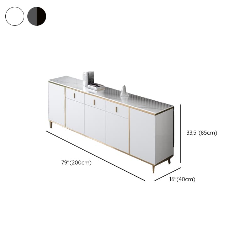 Art Deco Sideboard with 2 Drawers, Narrow/Standard Size, 3 Shelves, Sintered Stone Countertop, 4/3 Doors, Self-supporting - image 14