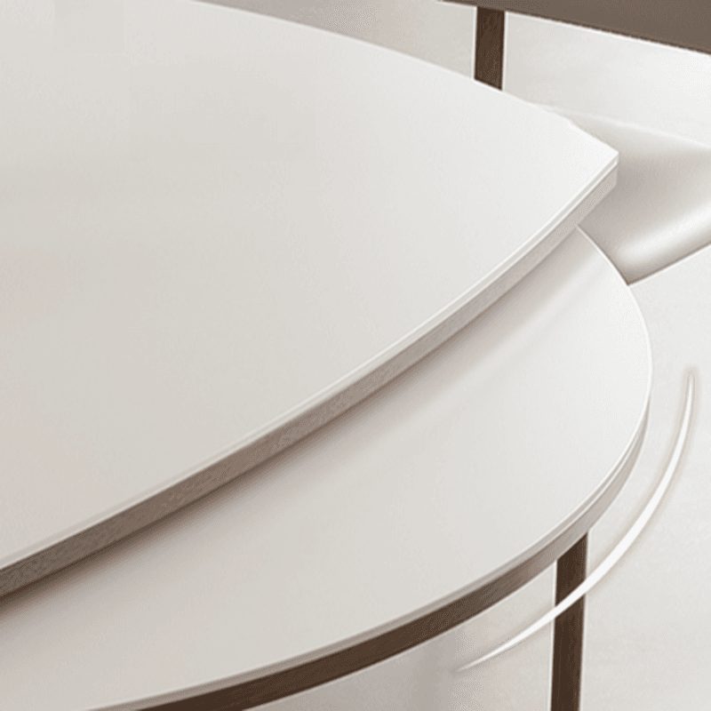 Minimalist Rounded Slate Dining Table Set with 4 Legs, Fold-away Leaf, and Light Gray/White Finish - image 12