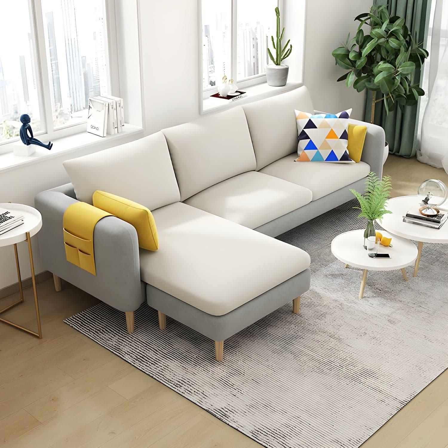 79.5" W L-Shaped Sectional Sofa with Square Arm and Bolster Pillows - image 11