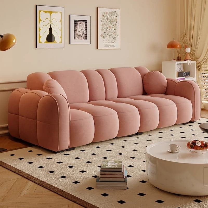 Minimalist Solid Color Standard Sofa Stain Resistant/Water Resistant Dove Grey/Auburn/Amber Color with 2 Pillows & Arm for 4-seater/Seats 3 - image 10