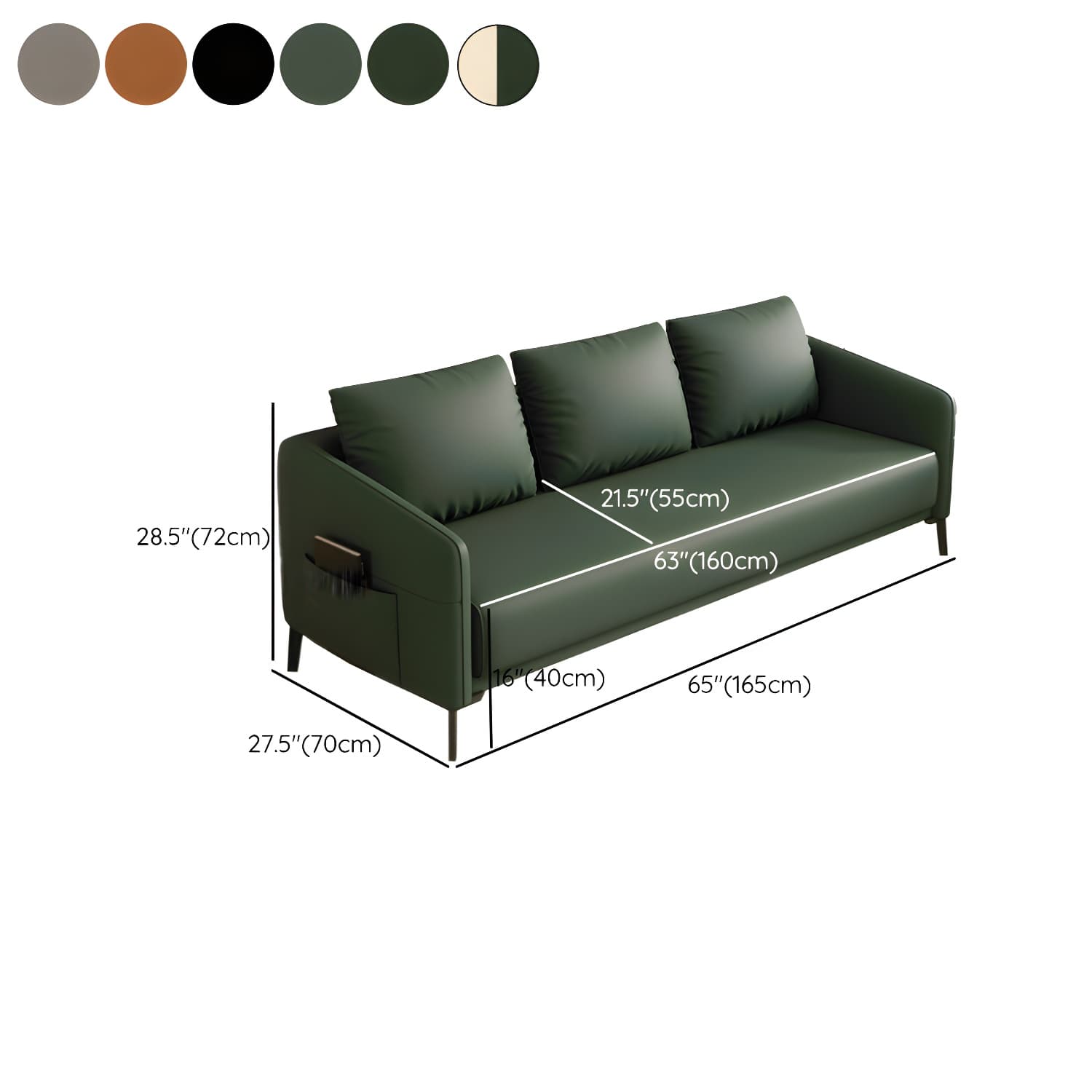 Modern Wood Frame Standard Sofa with Square Arms in Solid Color & Tear Resistant - image 16