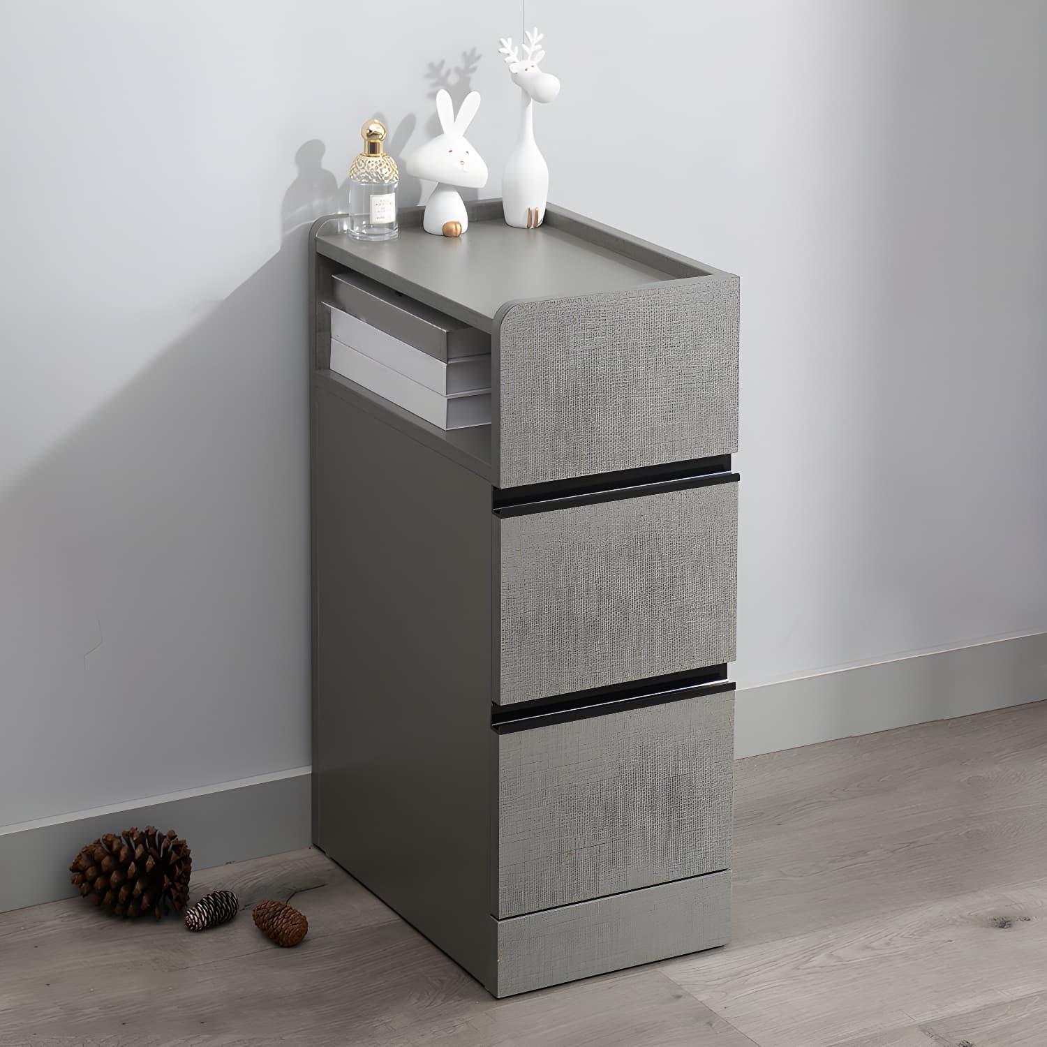 Scandinavian Accent Table Nightstand 25.5" Tall with 2 Drawers