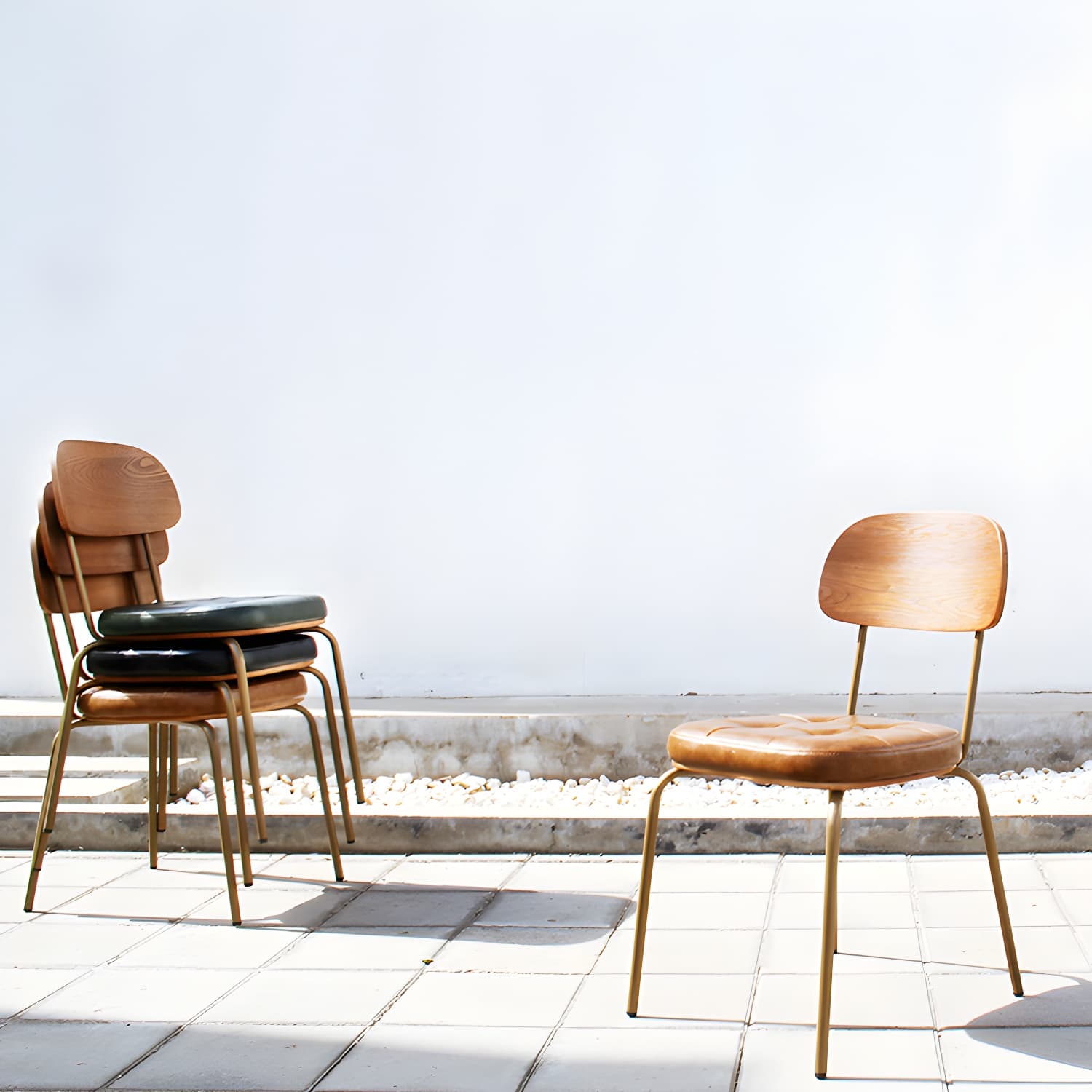 Industrial Style Leather Dining Side Chair Dining Room Open Back Side Chair Set - image 19