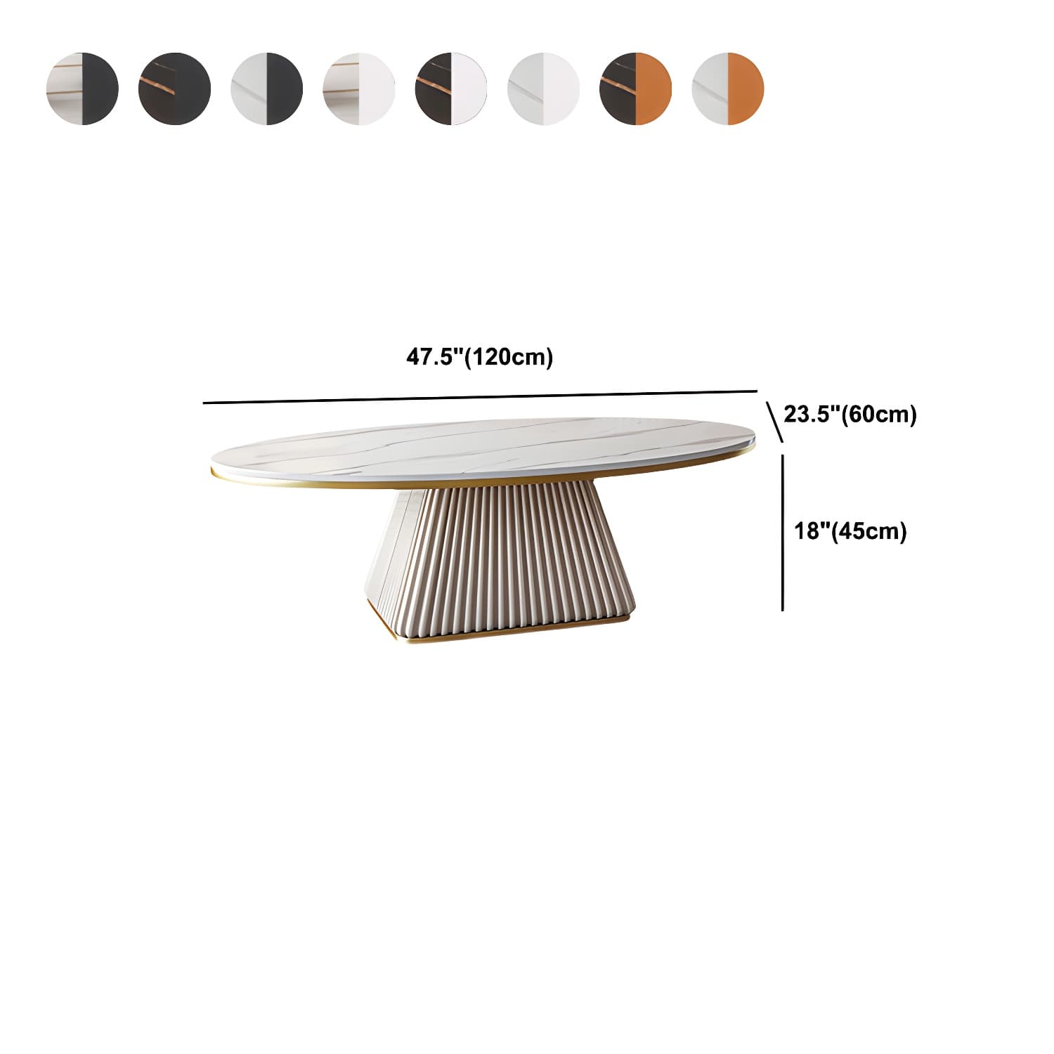 Elliptical Stone Coffee Table Pedestal 1 Single Cocktail Table - 17.72" H - image 17
