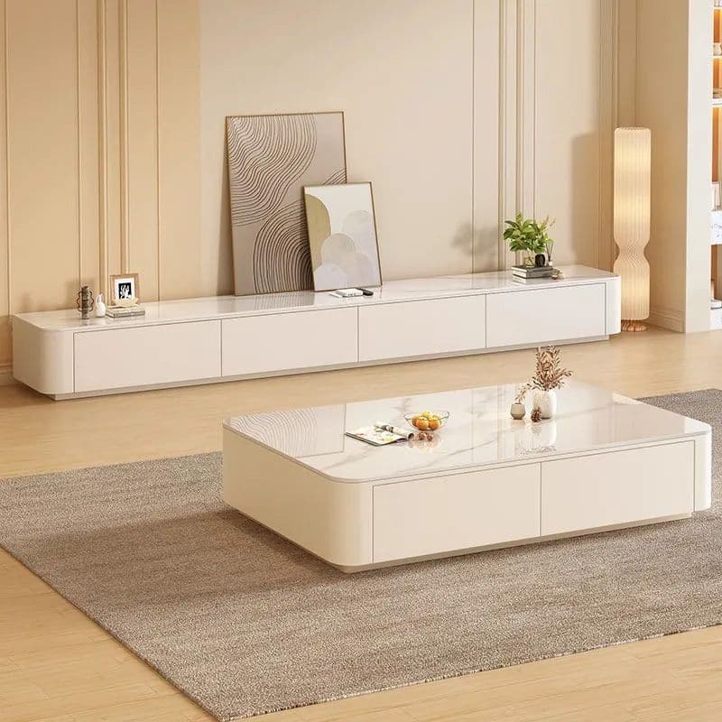 Modern Simple Style Glass TV Stand with 4-Drawer/3 Drawers - image 5