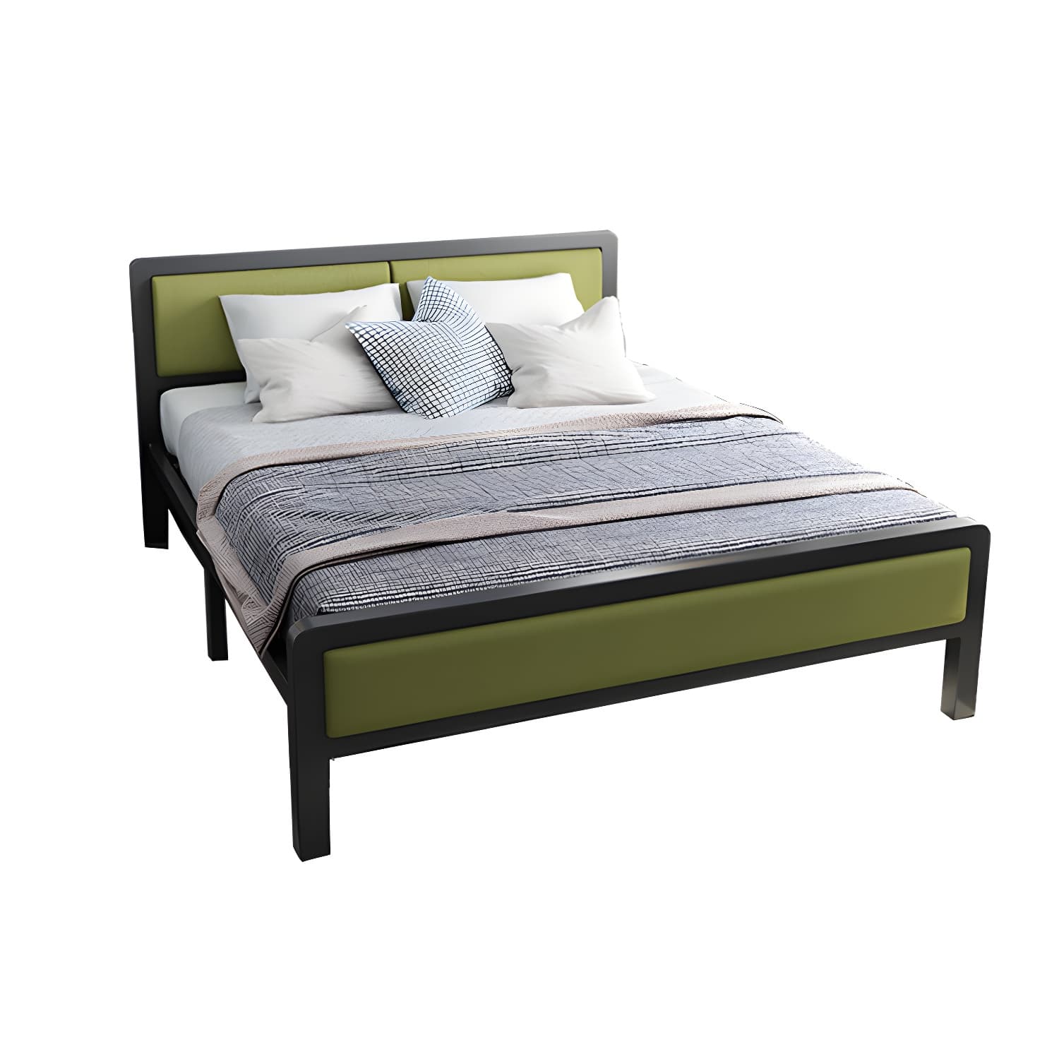 Contemporary Metal Standard Bed, Panel Rectangular Headboard Bed - image 7