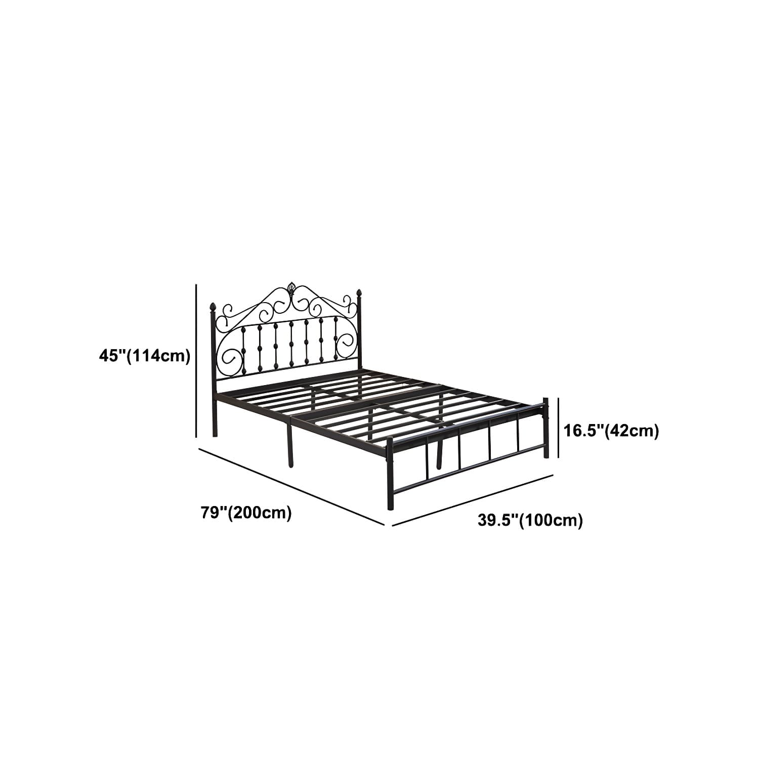 Glam Style Metal Iron Material with Headboard Gold/black/white Bed - image 17
