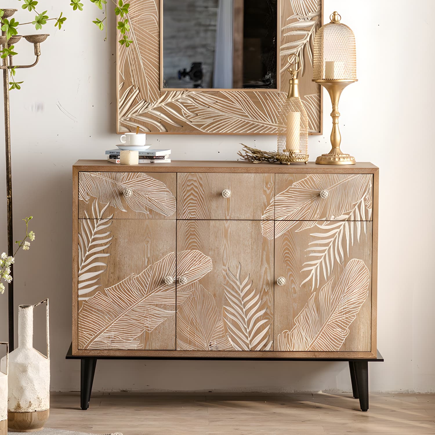Modern Standard Storage Cabinet Solid Wood Cabinet with Drawer - image 3