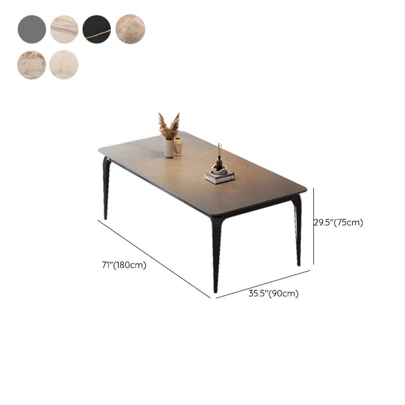 Minimalist Rectangular Dining Table with Slate Stone Top, Fixed Table, Storm Gray/White/Brown Colors - image 22