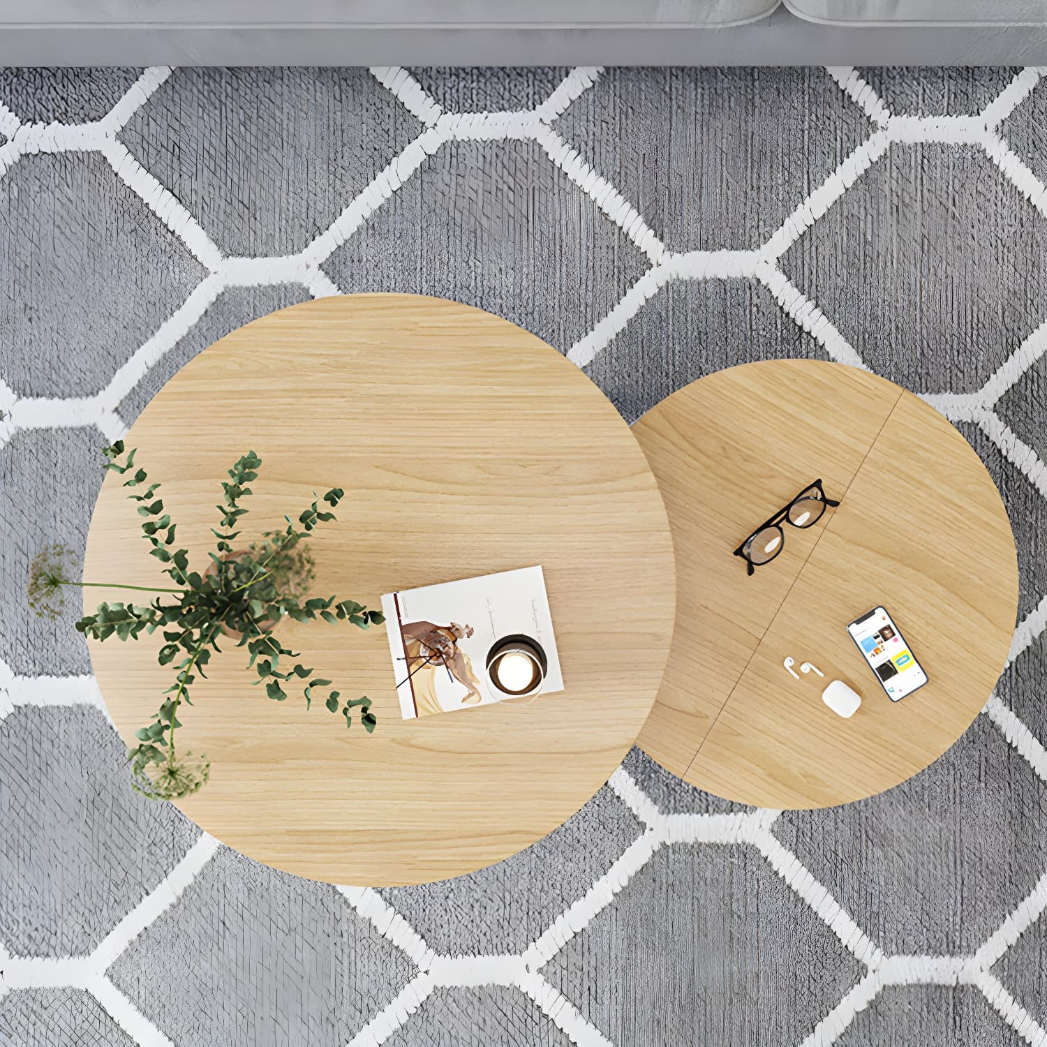 Round Solid Wood 3 Legs Coffee Table with Storage Drawers Modern Cocktail Table - image 12