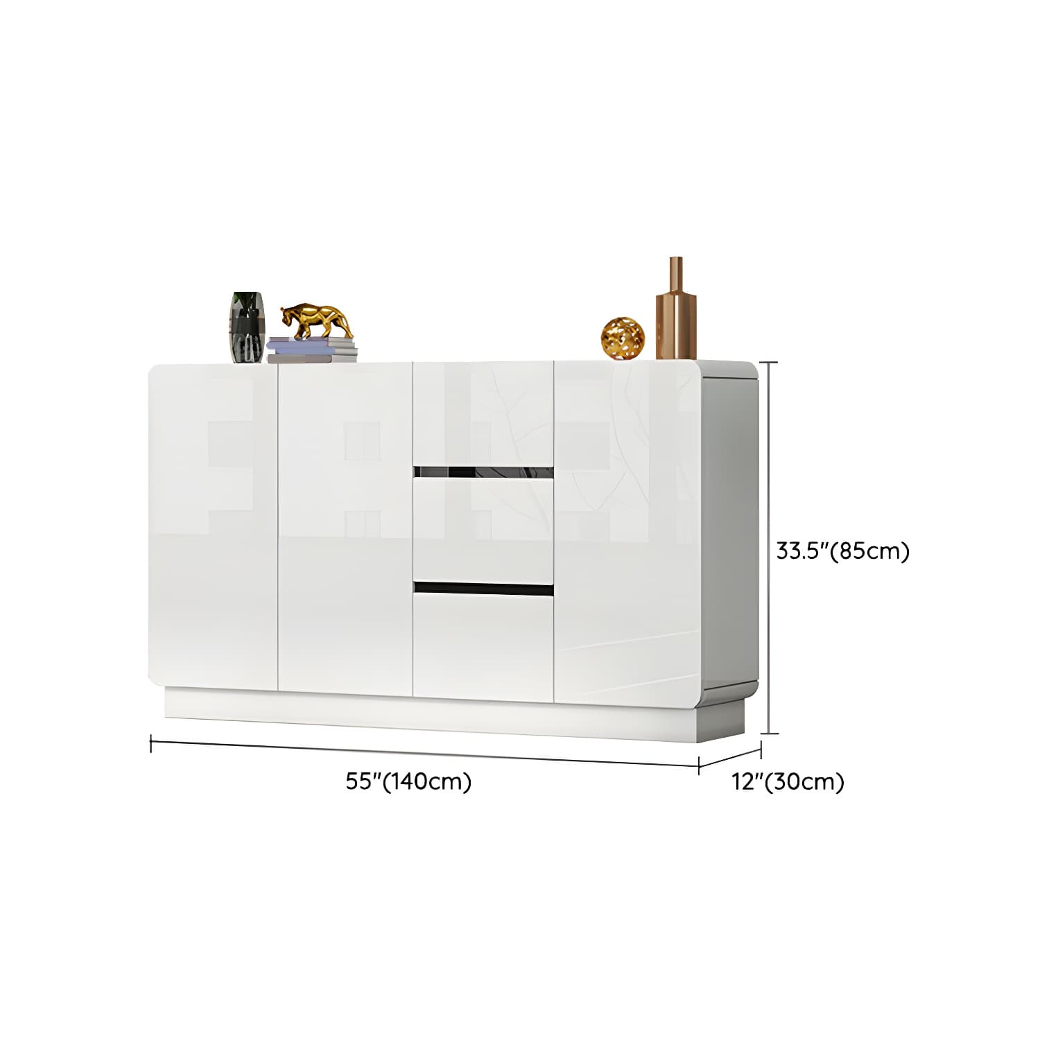 White Modern Sideboard Credenza with Adjustable Shelving and 3 Drawers - image 18