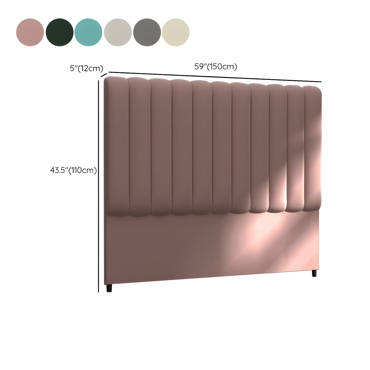 Velvet Upholstered Modern Headboard with Wood Legs in Rectangular Shape and Standard Height - image 13