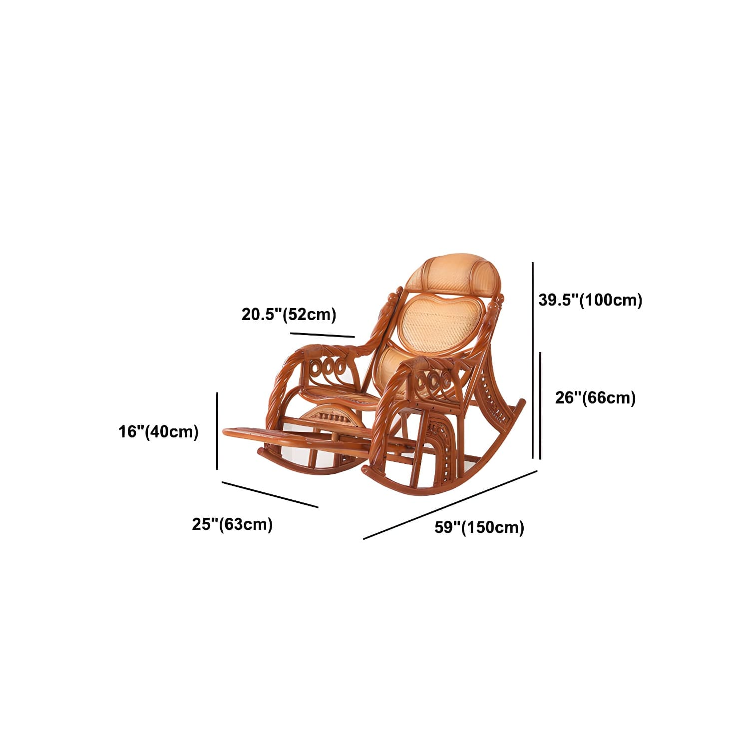 Traditional Spindle Rocking Accent Chair Tobacco Finish Rocker Chair Reclining - image 27