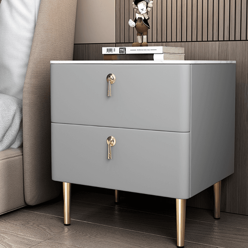 Minimalist 2-Drawer Stone Countertop Bedside Cabinet with Legs - image 7