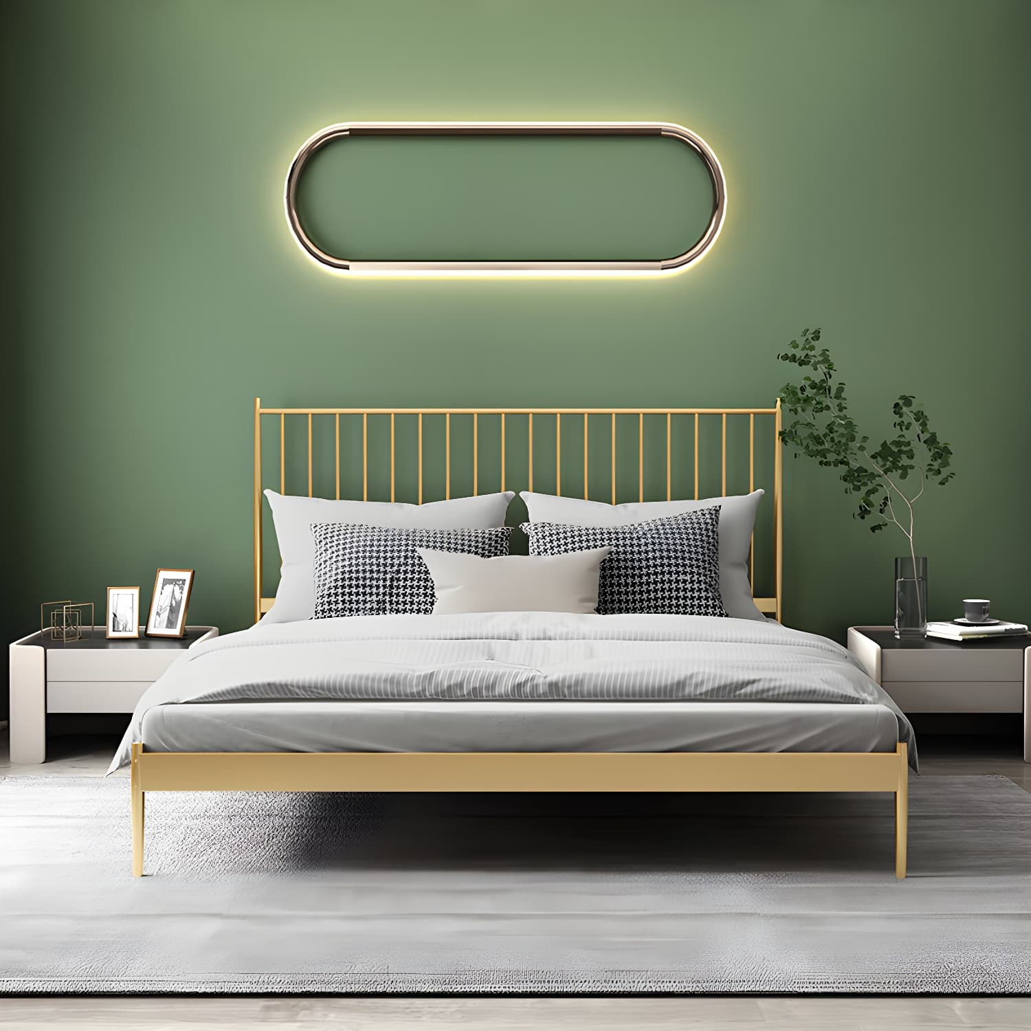 Contemporary Iron Open Frame Bed with Spindle Headboard for Bedroom - image 5