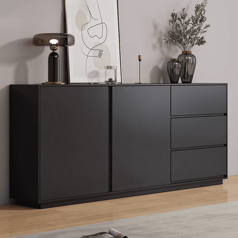 Sideboard with 3 Drawers, Cabinet, Standard Narrow Sizes, Four Internal Shelves, Wood Countertop, and 2 Doors - image 3