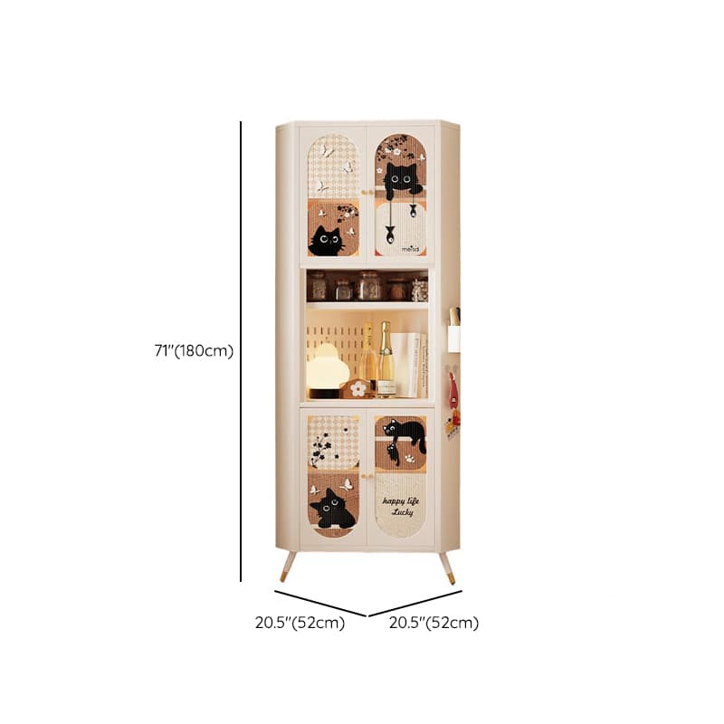 Modern Simple Style Nook Accent Cabinet with Closet, Metal Countertop, Glazed Door, Cabinet Knobs in Chalk - image 9