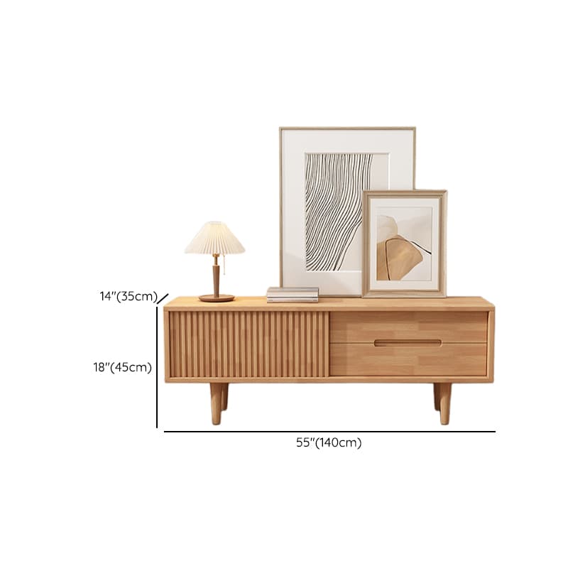Simplistic Oak Wood TV Stand with 2 Drawers and 2 Cabinets - image 16