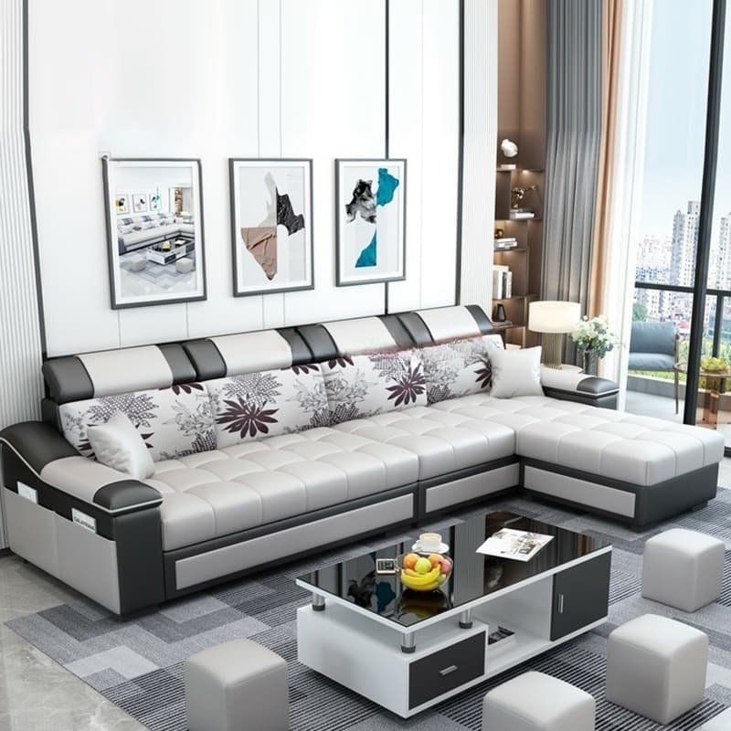 Cushion Back Wood Black 9 Feet Pillow Top Arm Sectional Sofa - image 12