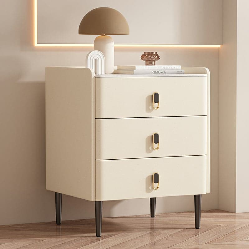 Modern Faux Leather Bachelor's Chest with Stone Countertop, 3 Drawers - image 7
