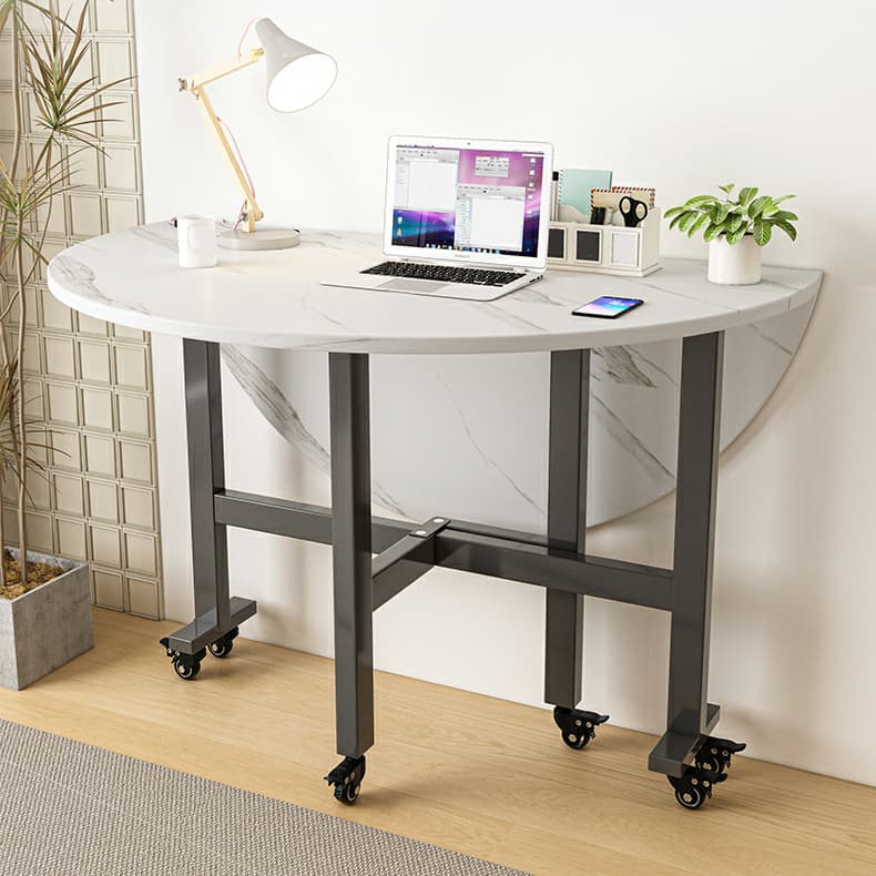 Modern Round Wood Dining Table with Drop Leaf and Extendable Mechanism - image 5