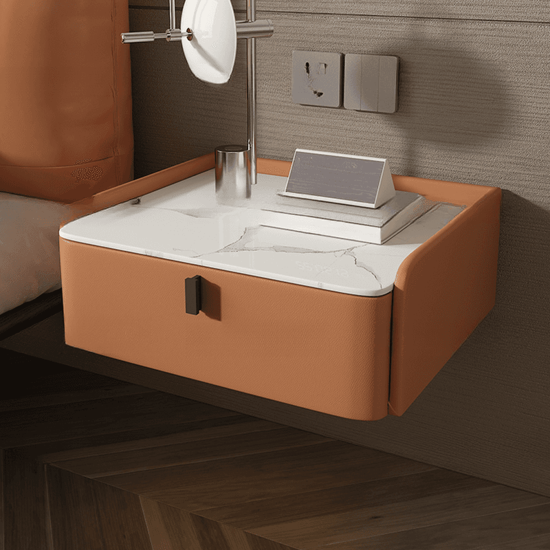 Organic Modern Bedside Cabinet Nightstand with 1 Drawer, Stone Countertop, and Hanging Shelf - image 11