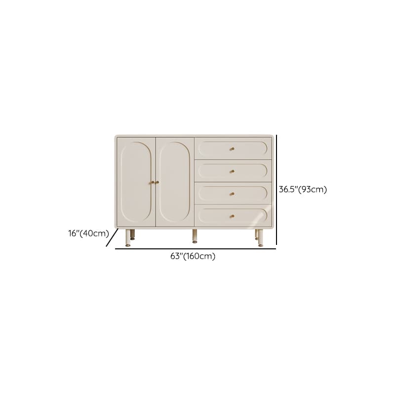 Chalk Modish Composite Wood Console Dresser with 5 Drawers and Hutch, 3 Interior Shelves, Horizontal - image 8