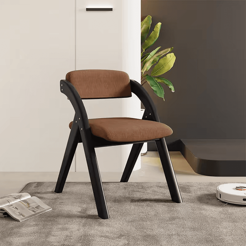 Casual Collapsible Side Chair with Midnight Black/Walnut/Wood Grain Rubberwood Legs and Upholstered Uncovered Back - image 3